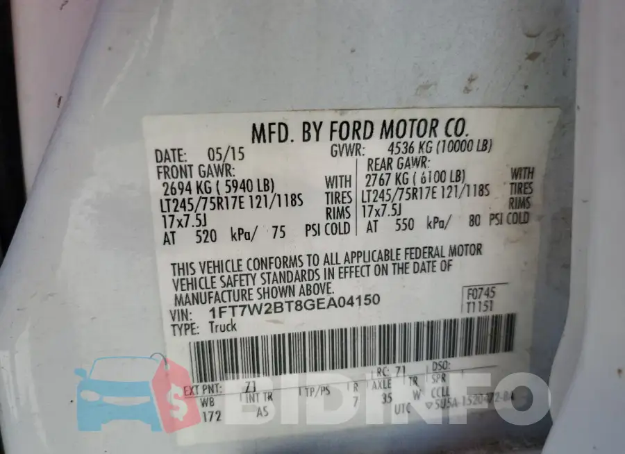 1FT7W2BT8GEA04150 Photo# 12