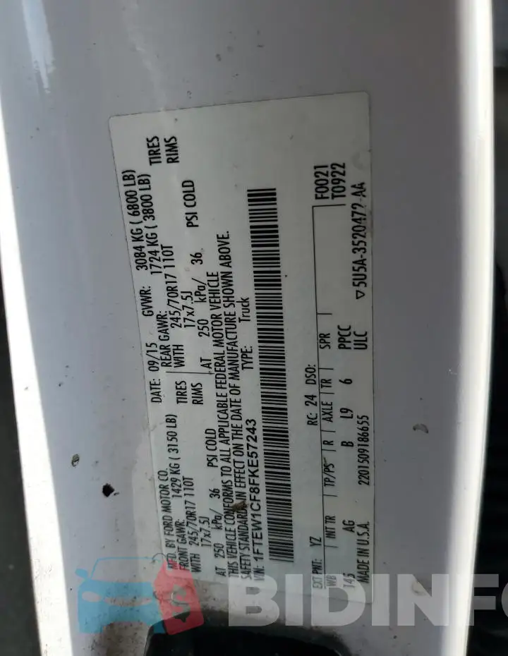 1FTEW1CF8FKE57243 Photo# 13