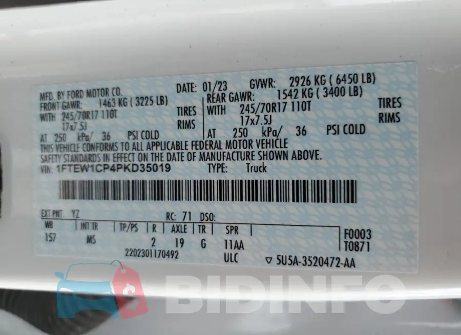 1FTEW1CP4PKD35019 Photo# 12