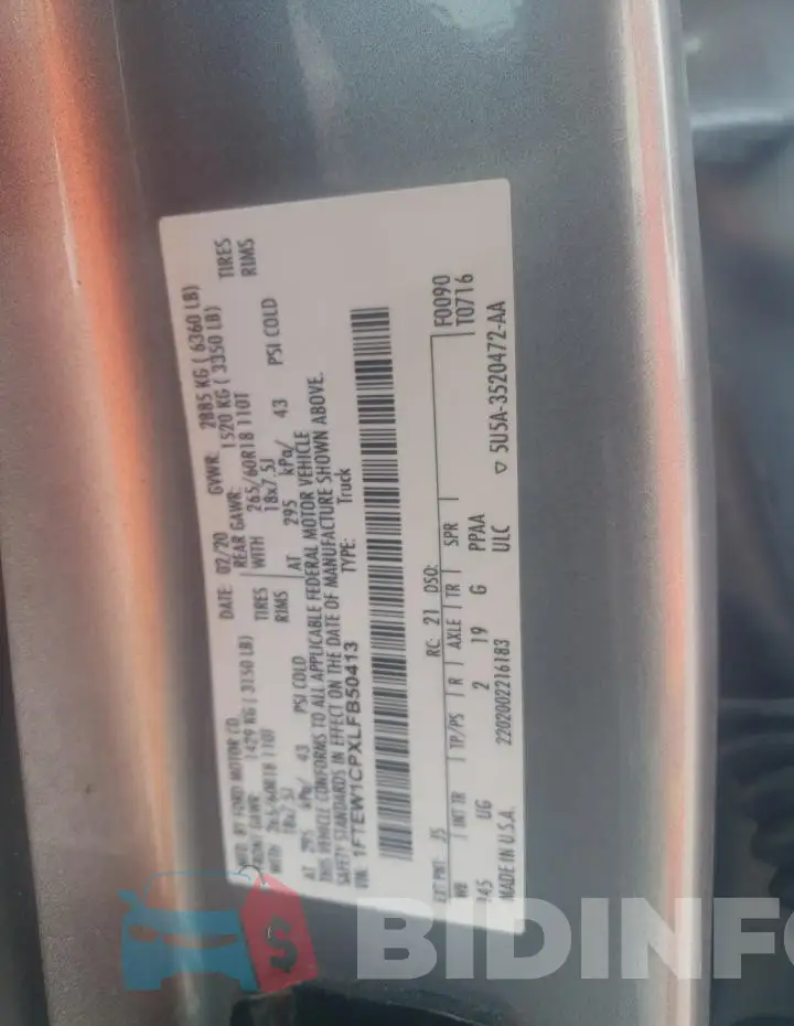1FTEW1CPXLFB50413 Photo# 12