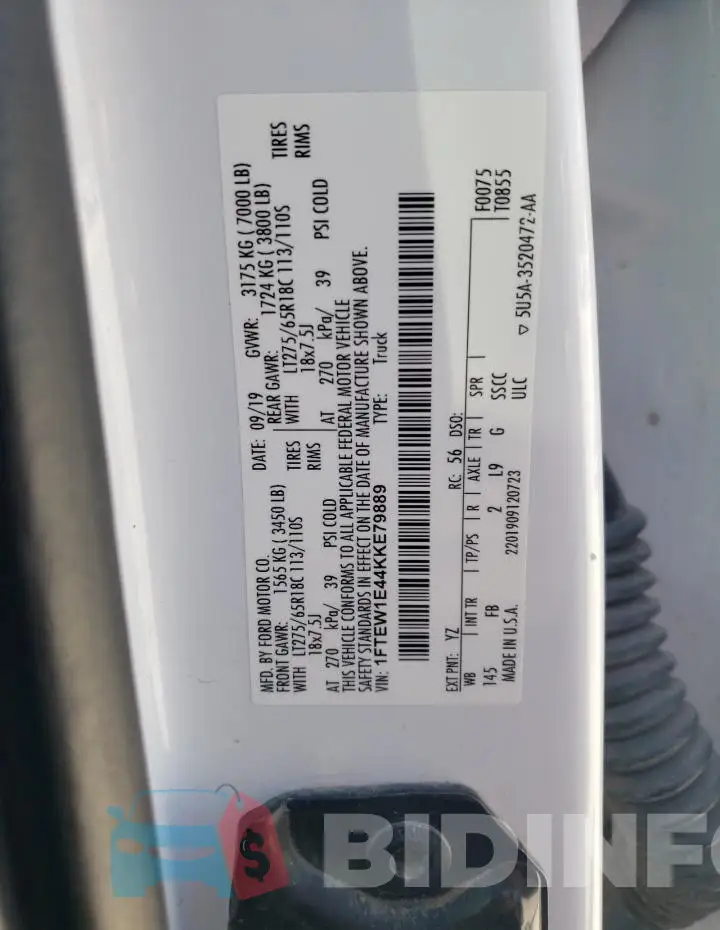 1FTEW1E44KKE79889 Photo# 12