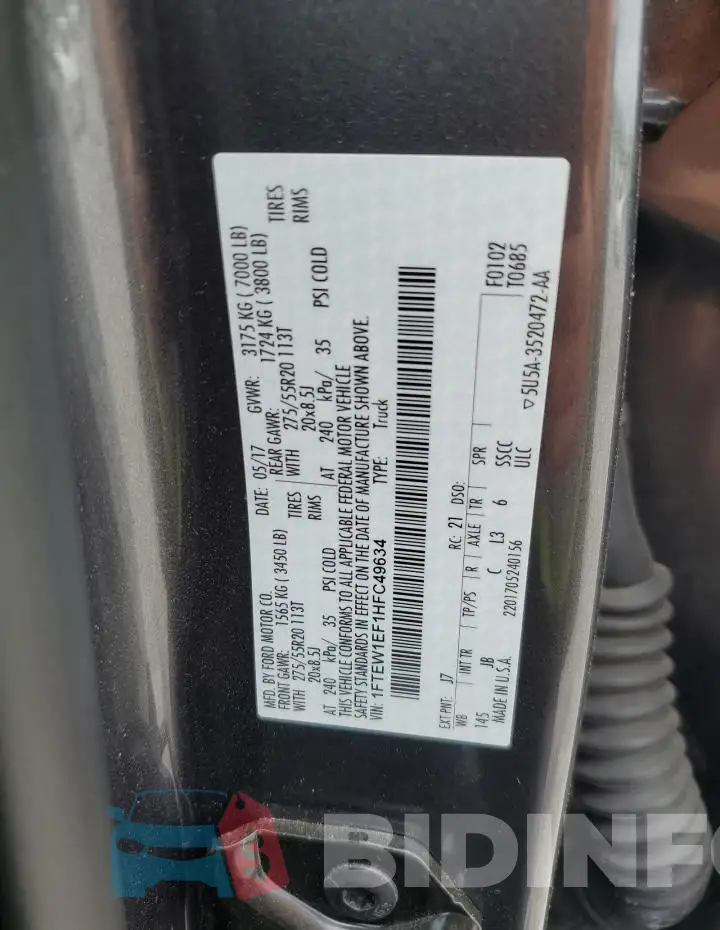 1FTEW1EF1HFC49634 Photo# 12