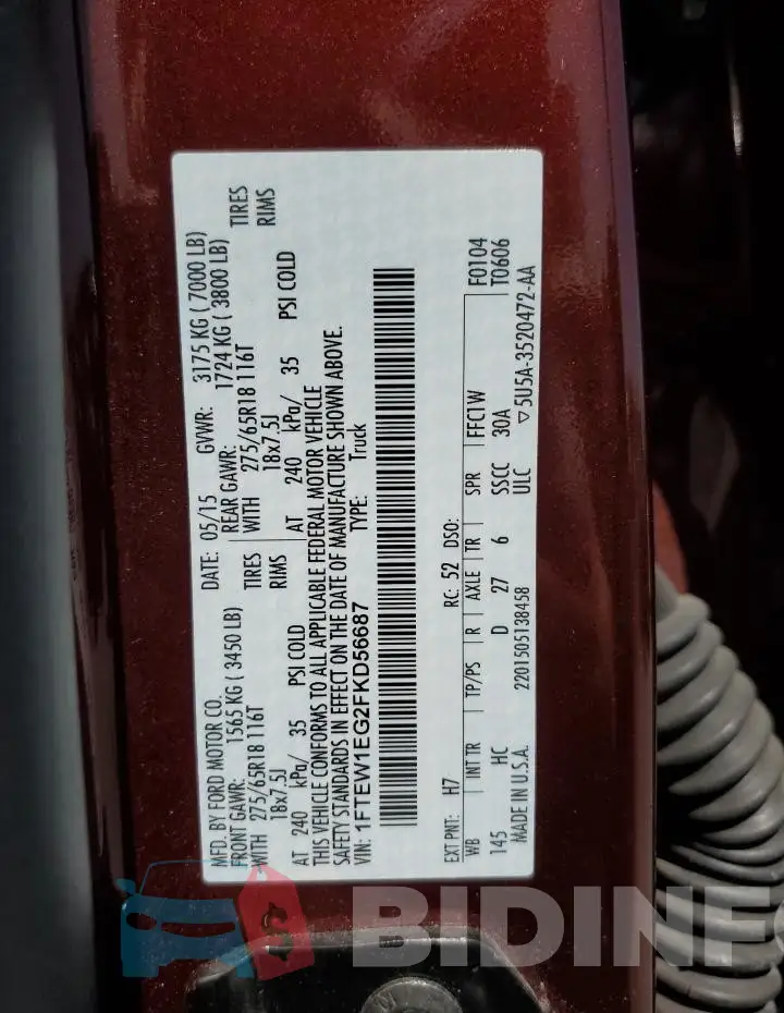 1FTEW1EG2FKD56687 Photo# 13