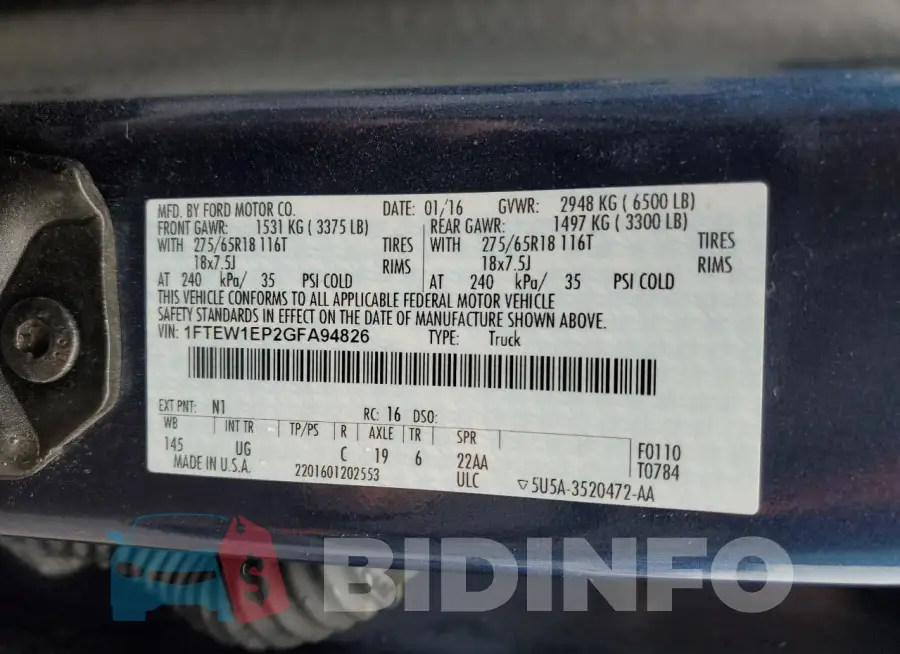 1FTEW1EP2GFA94826 Photo# 12