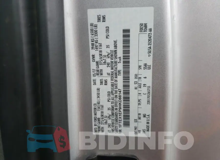 1FTEX1EP9HKD88147 Photo# 12