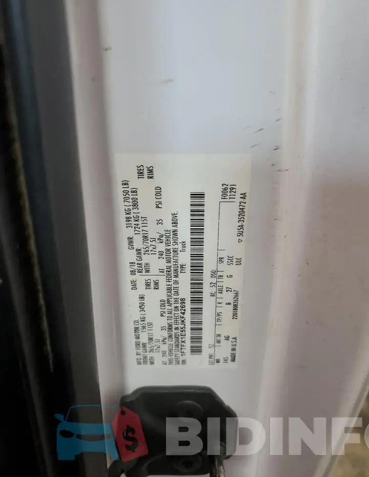 1FTFX1E55JKF42698 Photo# 12
