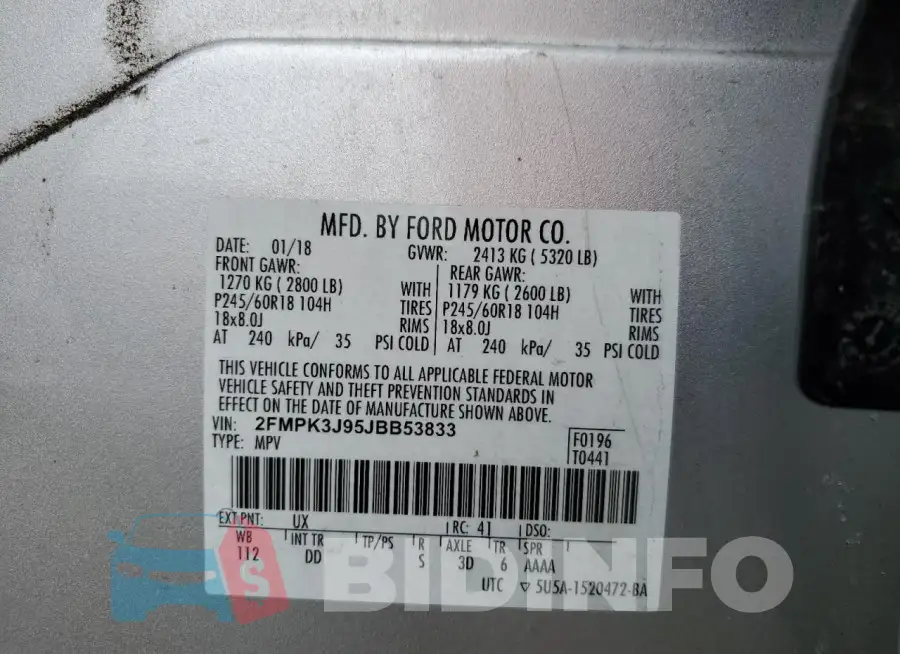 2FMPK3J95JBB53833 Photo# 13