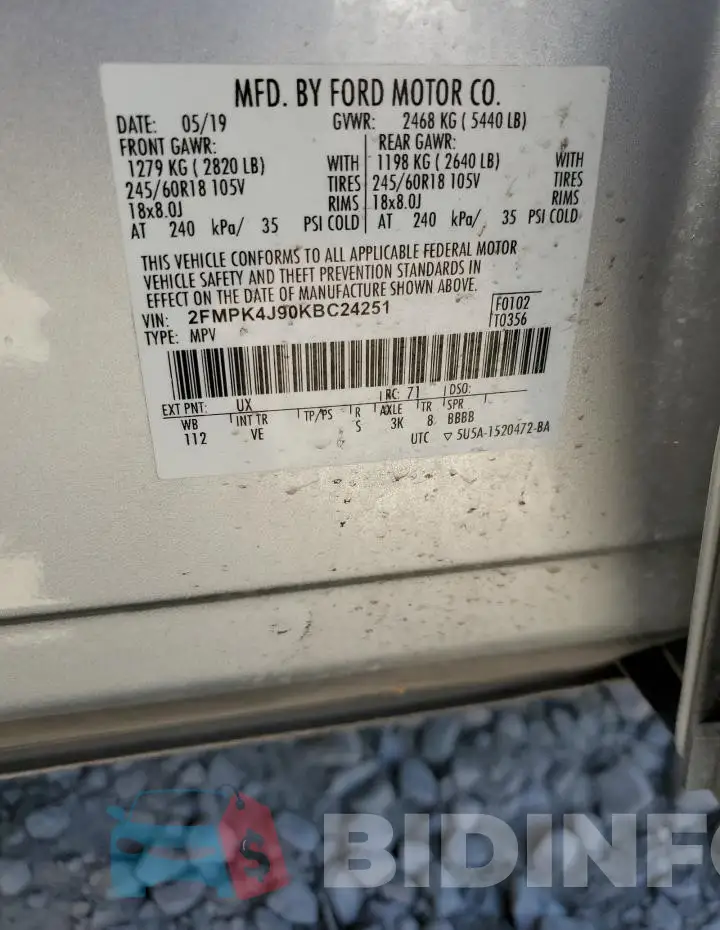 2FMPK4J90KBC24251 Photo# 12