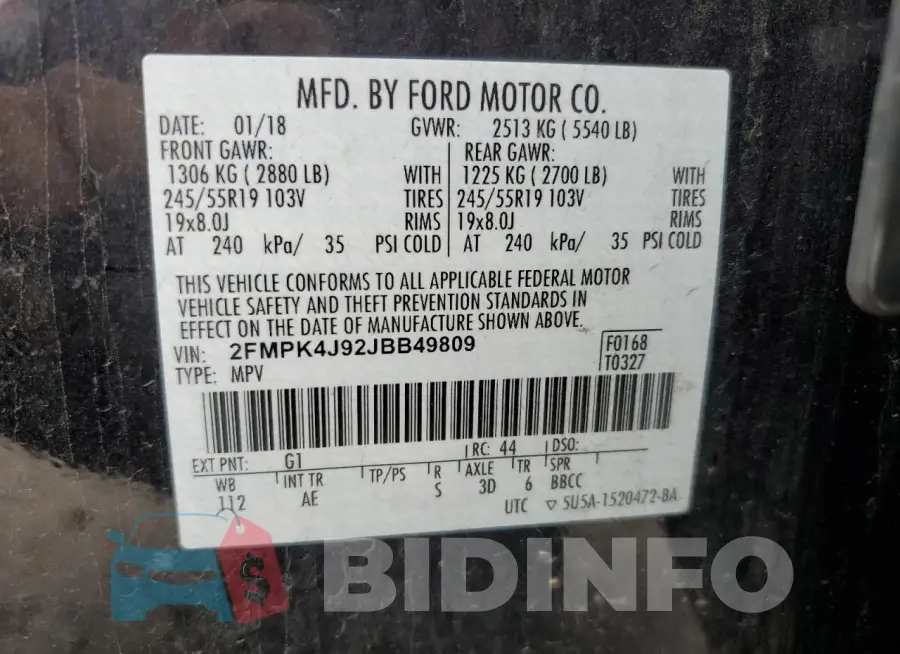 2FMPK4J92JBB49809 Photo# 13