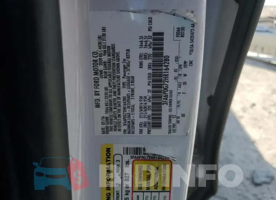3FA6P0G72HR164280 Photo# 13