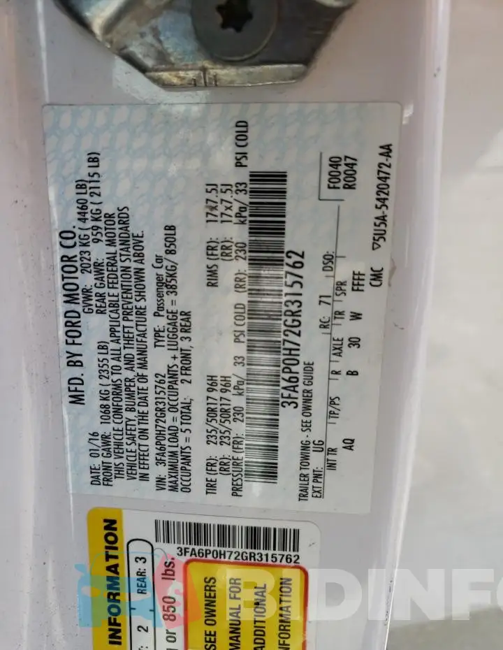 3FA6P0H72GR315762 Photo# 12