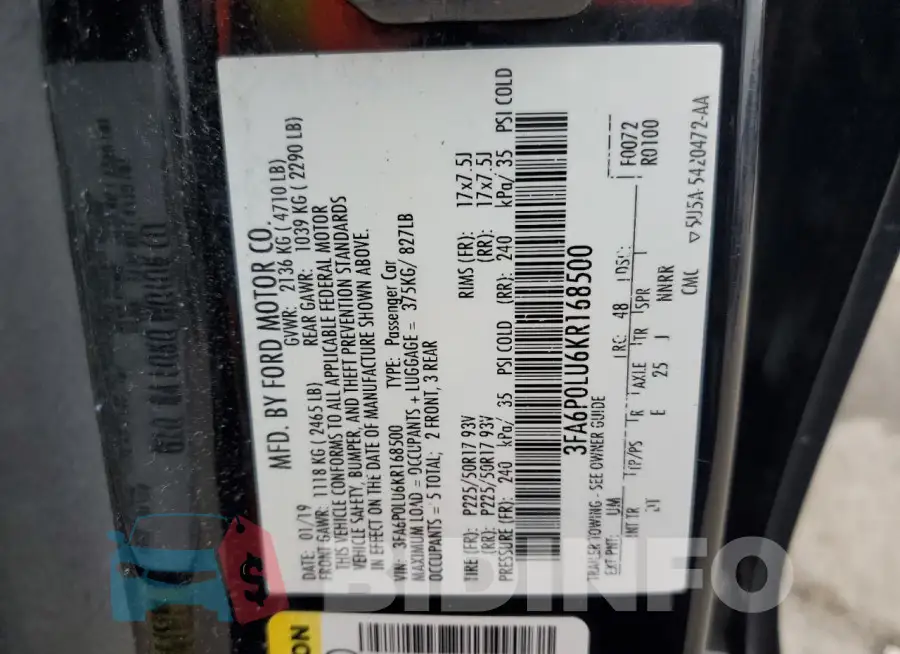 3FA6P0LU6KR168500 Photo# 12
