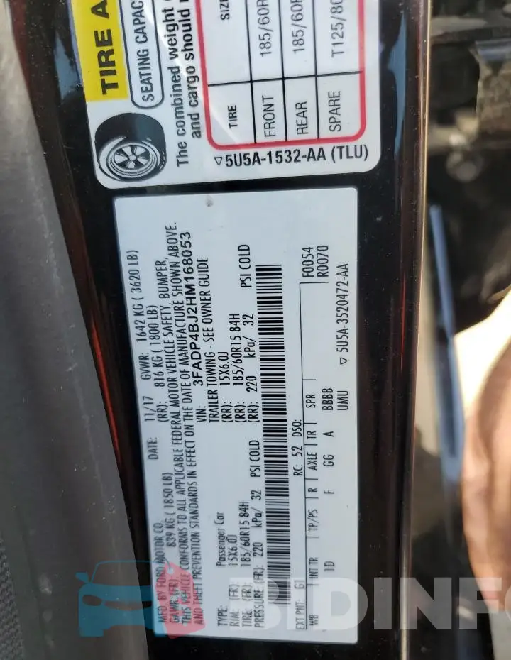 3FADP4BJ2HM168053 Photo# 12