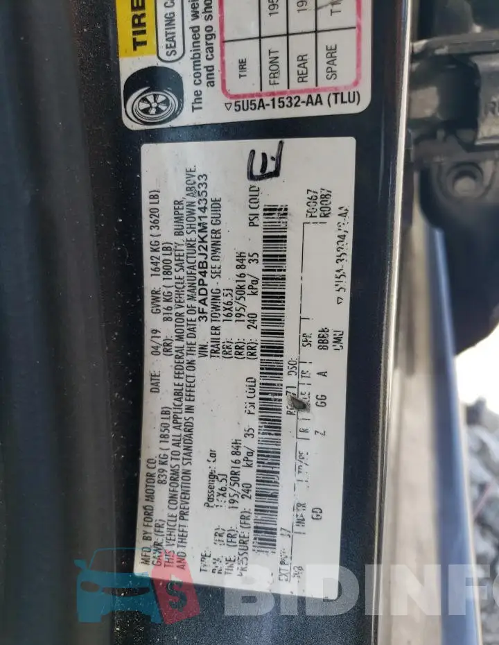 3FADP4BJ2KM143533 Photo# 12
