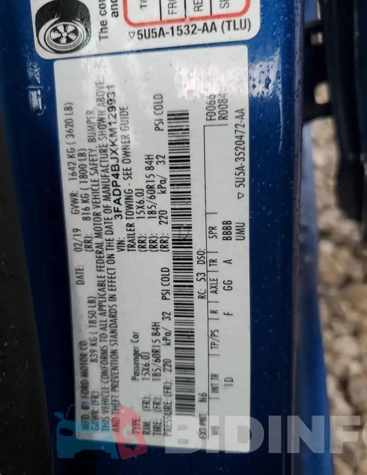 3FADP4BJXKM129931 Photo# 12