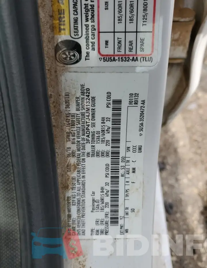 3FADP4TJ4JM132420 Photo# 12
