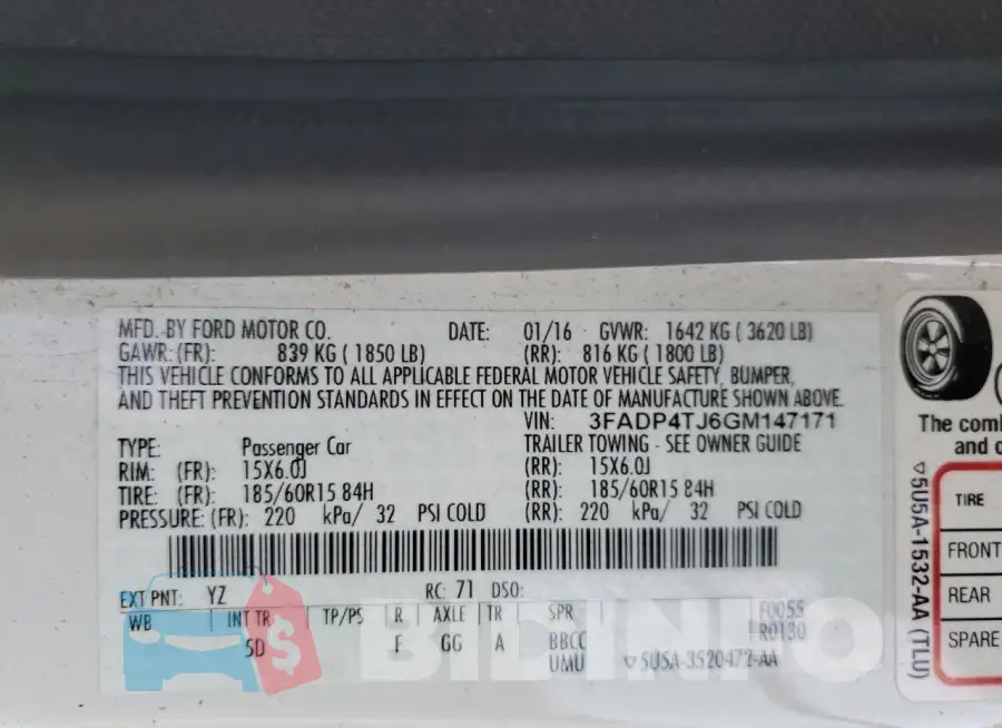 3FADP4TJ6GM147171 Photo# 12