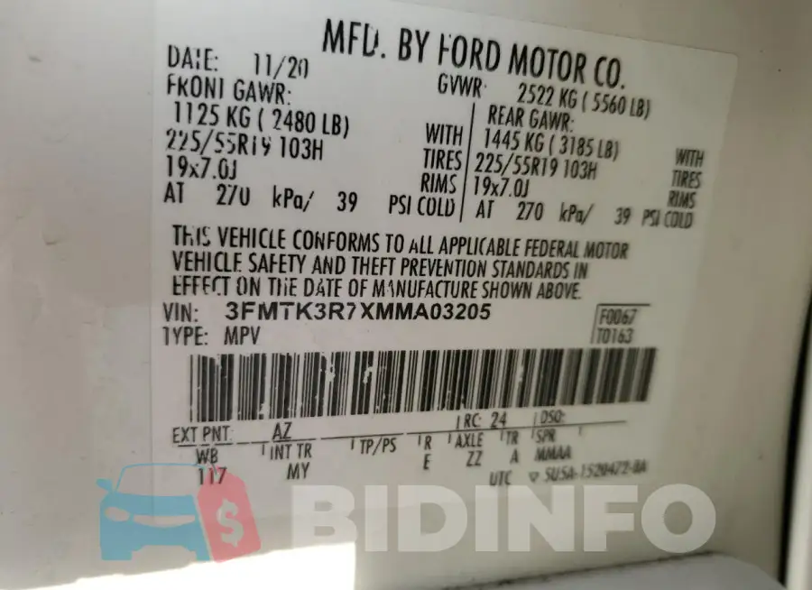 3FMTK3R7XMMA03205 Photo# 12