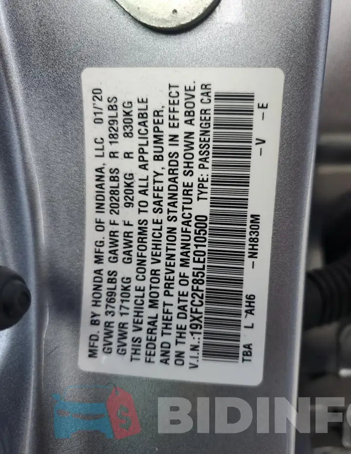 19XFC2F85LE010500 Photo# 12