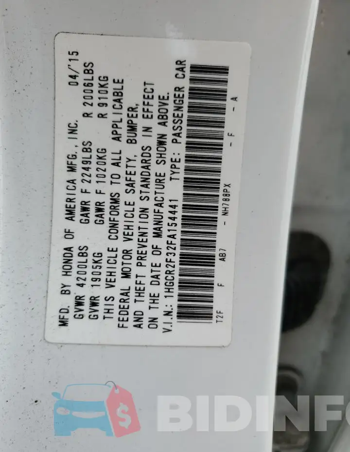 1HGCR2F32FA154441 Photo# 13