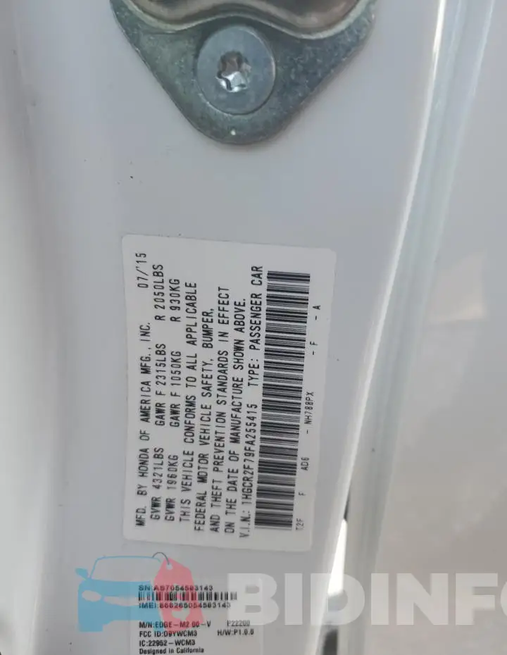 1HGCR2F79FA255415 Photo# 12