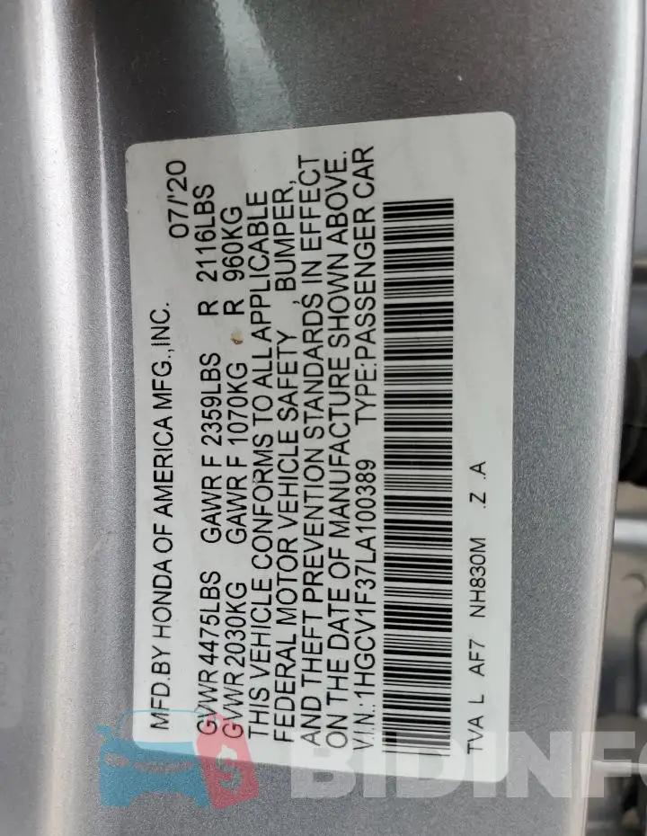 1HGCV1F37LA100389 Photo# 12