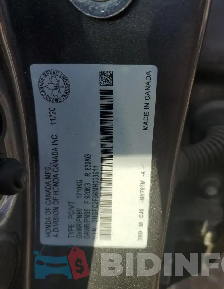 2HGFC2F56MH003911 Photo# 12