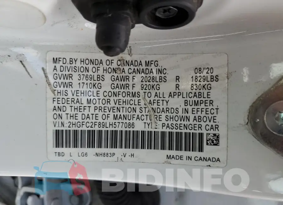 2HGFC2F89LH577086 Photo# 13