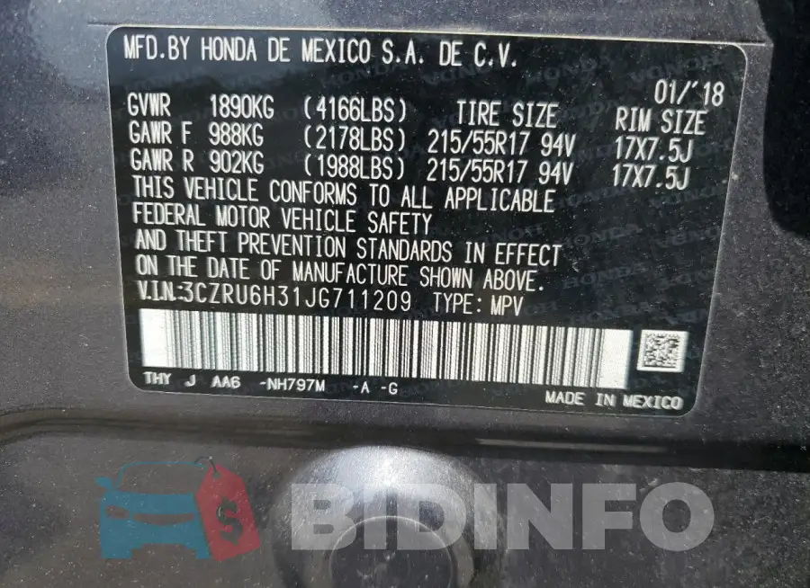 3CZRU6H31JG711209 Photo# 13