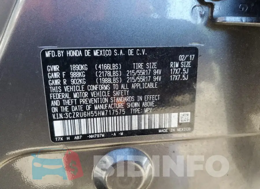 3CZRU6H55HM717575 Photo# 13