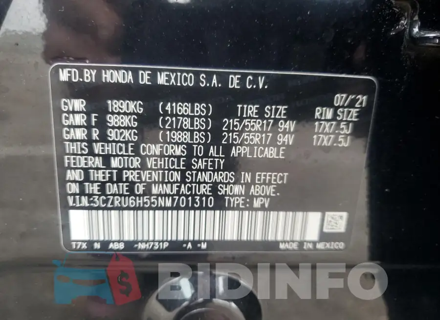 3CZRU6H55NM701310 Photo# 12
