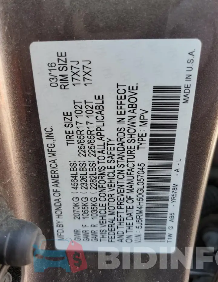 5J6RM4H50GL057045 Photo# 13