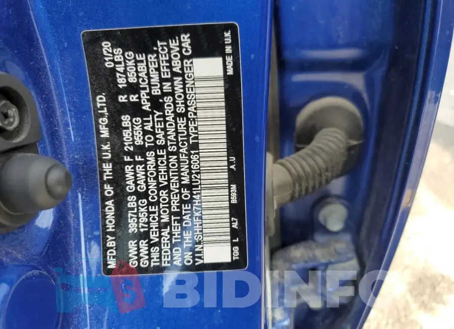 SHHFK7H41LU216061 Photo# 12