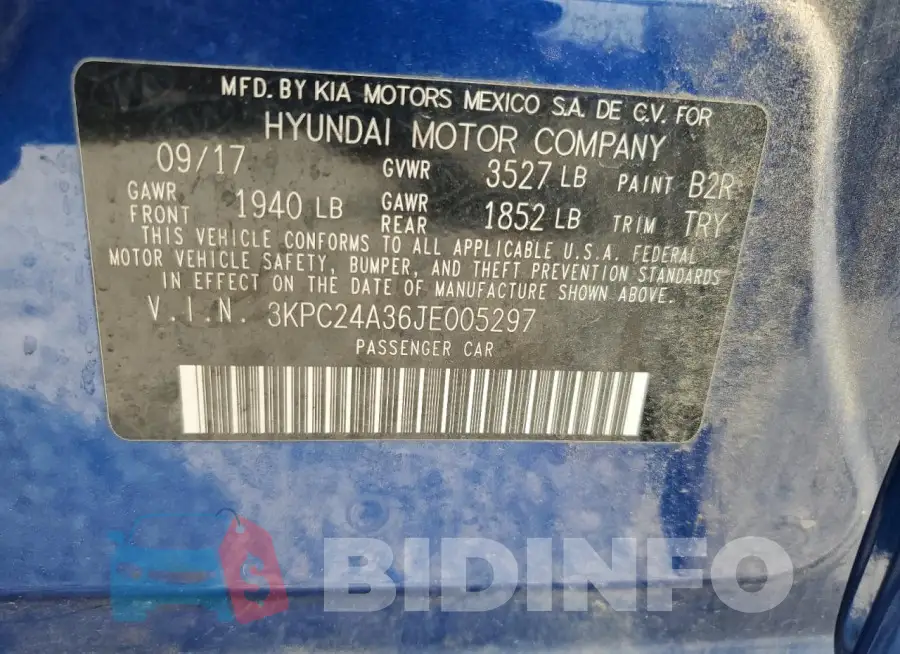 3KPC24A36JE005297 Photo# 12