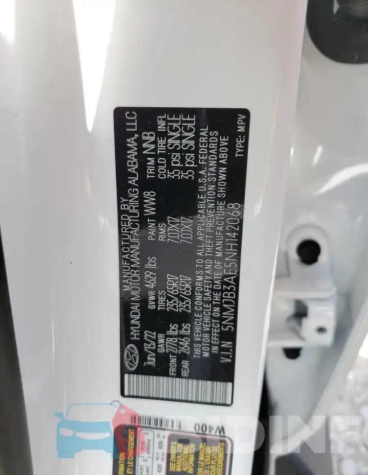 5NMJB3AE5NH142068 Photo# 12