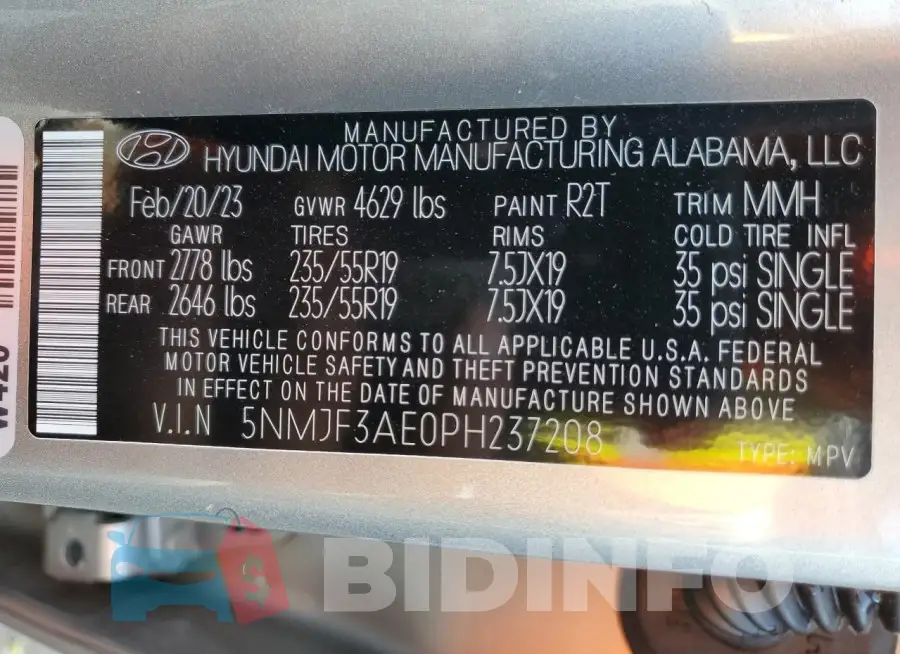 5NMJF3AE0PH237208 Photo# 14