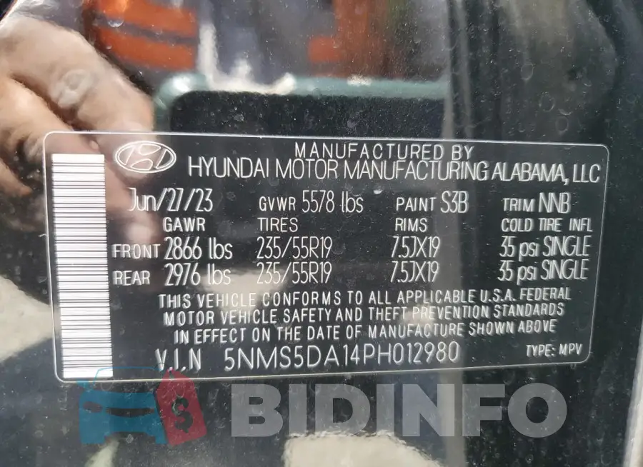 5NMS5DA14PH012980 Photo# 13
