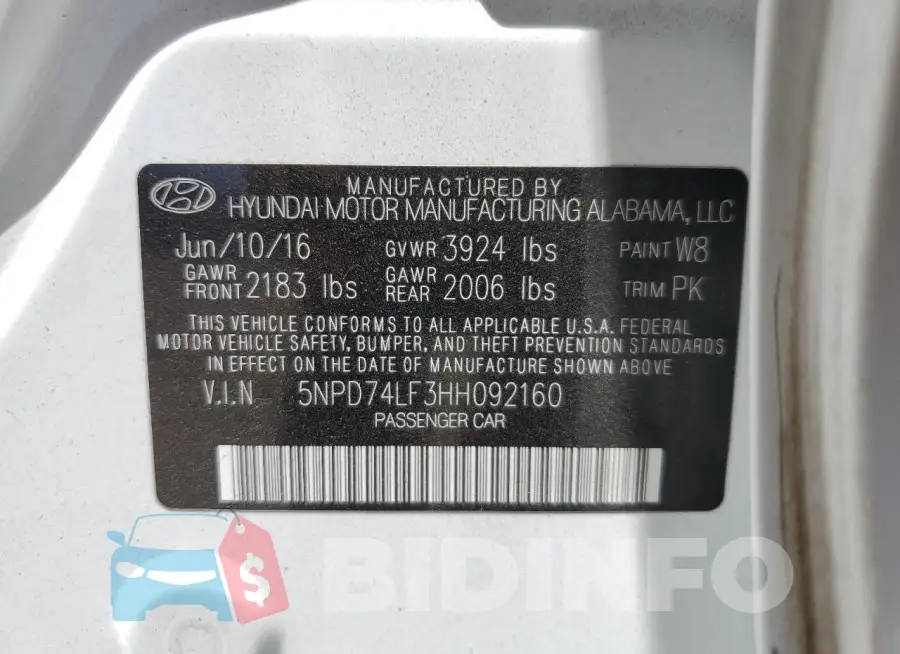 5NPD74LF3HH092160 Photo# 12