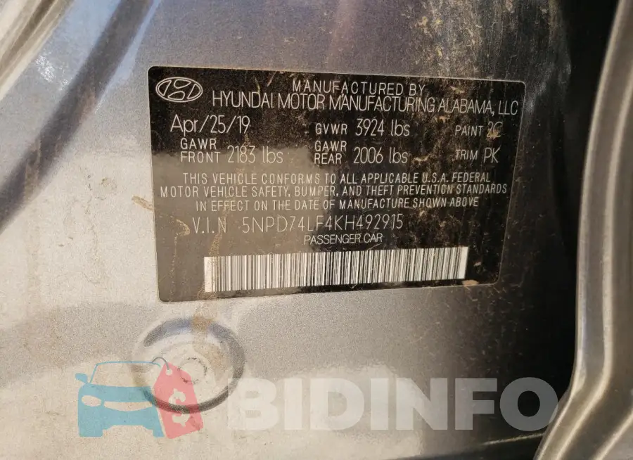 5NPD74LF4KH492915 Photo# 13
