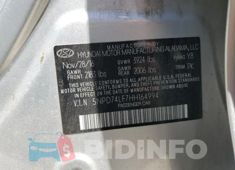 5NPD74LF7HH164994 Photo# 12