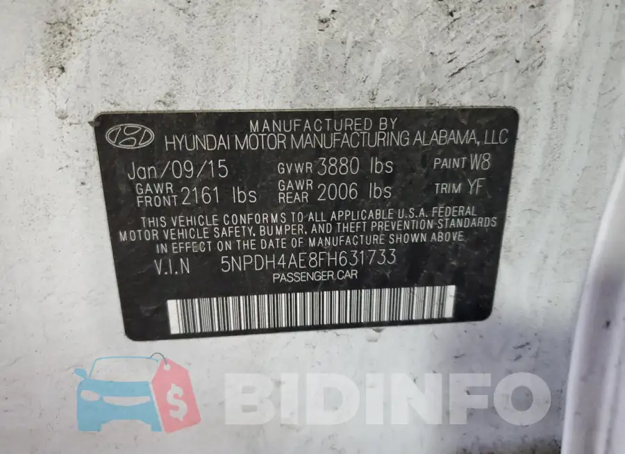 5NPDH4AE8FH631733 Photo# 12