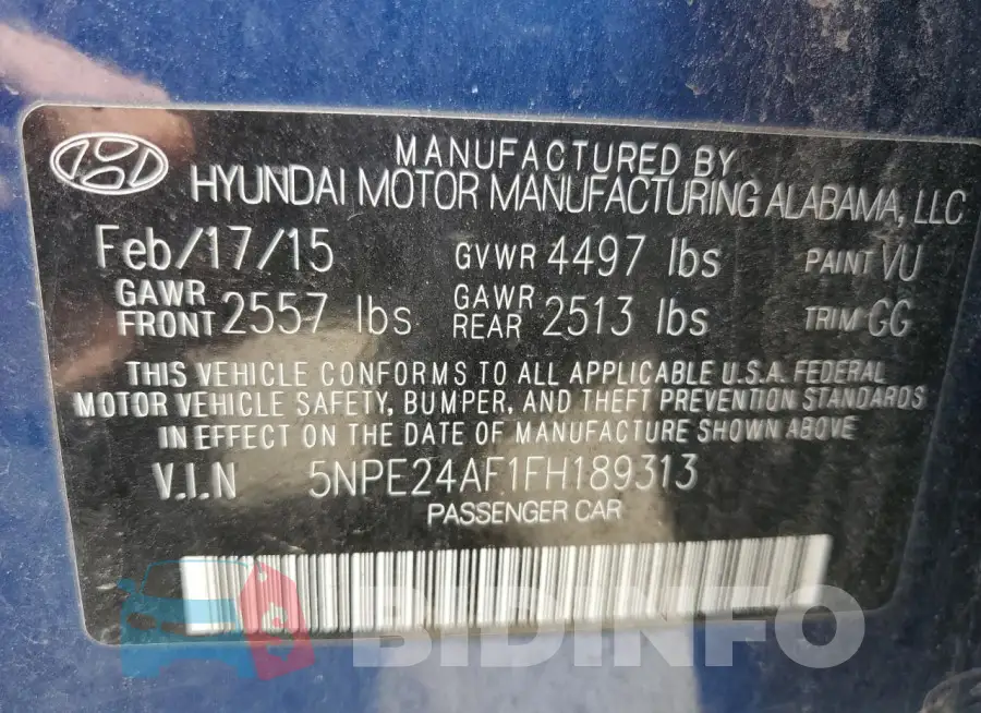 5NPE24AF1FH189313 Photo# 12