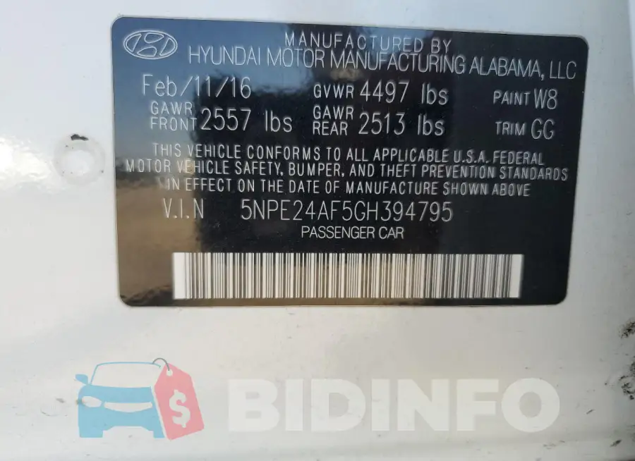 5NPE24AF5GH394795 Photo# 12