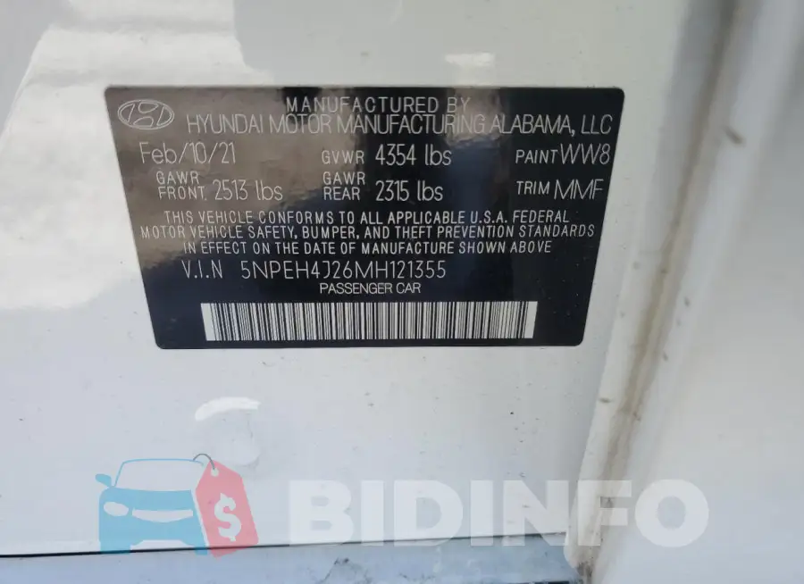 5NPEH4J26MH121355 Photo# 12