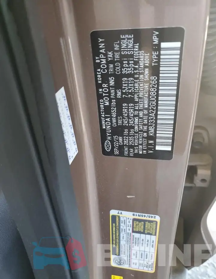 KM8J33A22GU088268 Photo# 12