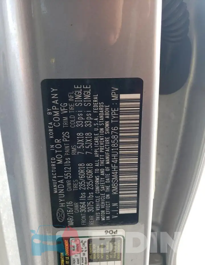 KM8SM4HF4HU185876 Photo# 12