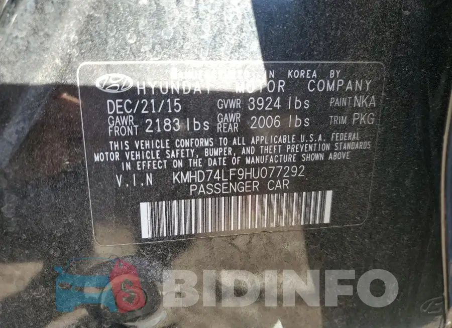 KMHD74LF9HU077292 Photo# 12