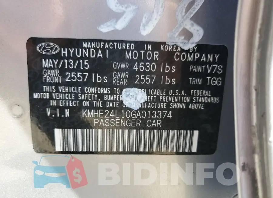 KMHE24L10GA013374 Photo# 12