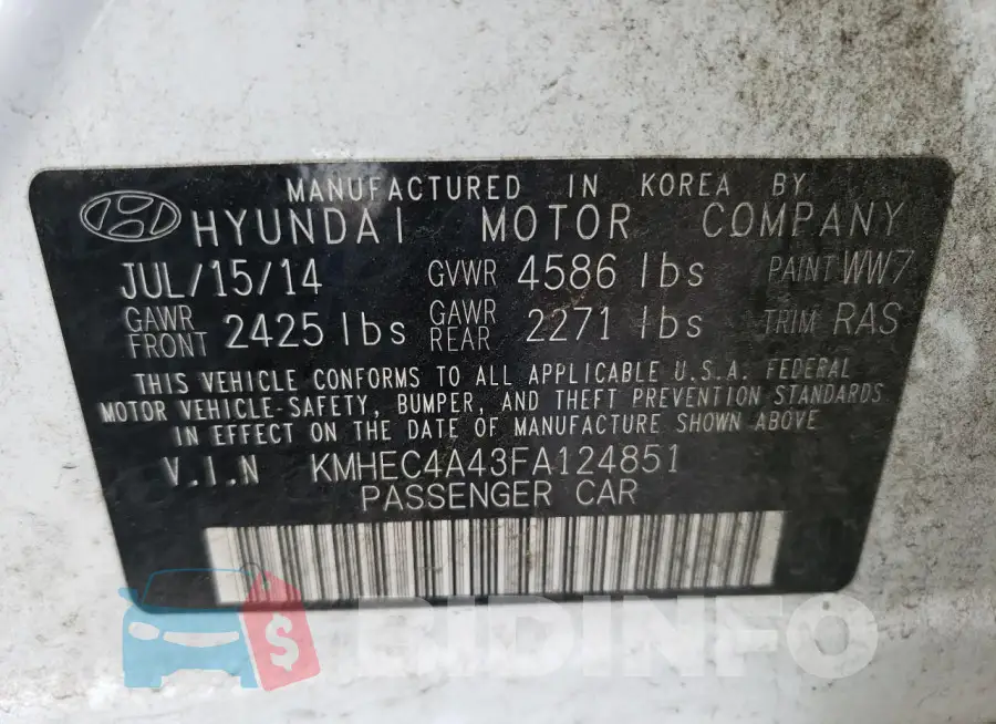 KMHEC4A43FA124851 Photo# 12