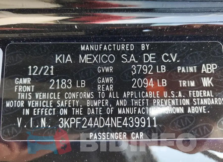 3KPF24AD4NE439911 Photo# 12